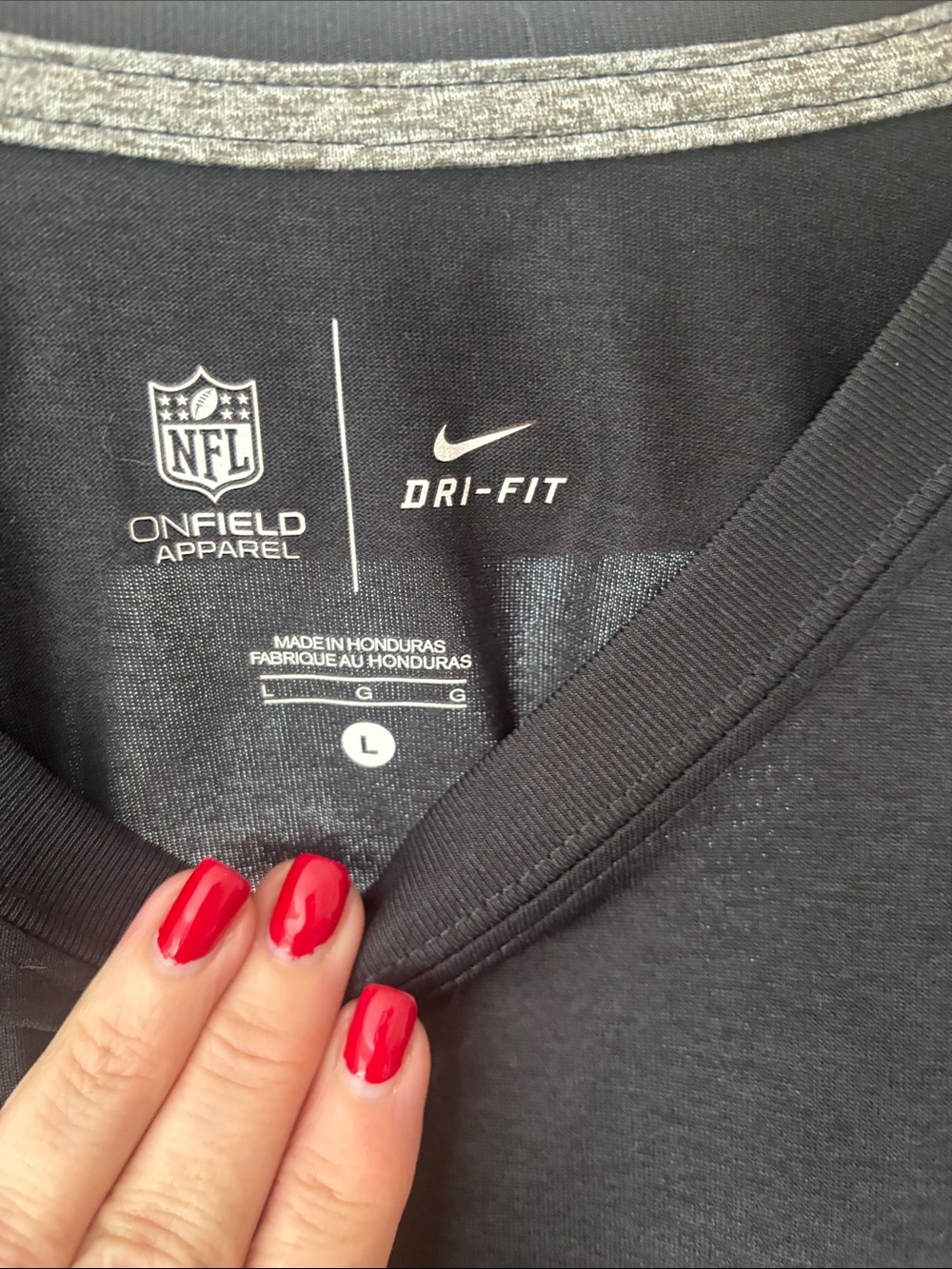 Nike Black Long-Sleeve Panthers Football Tee with Blue Logo - Picture 4 of 5